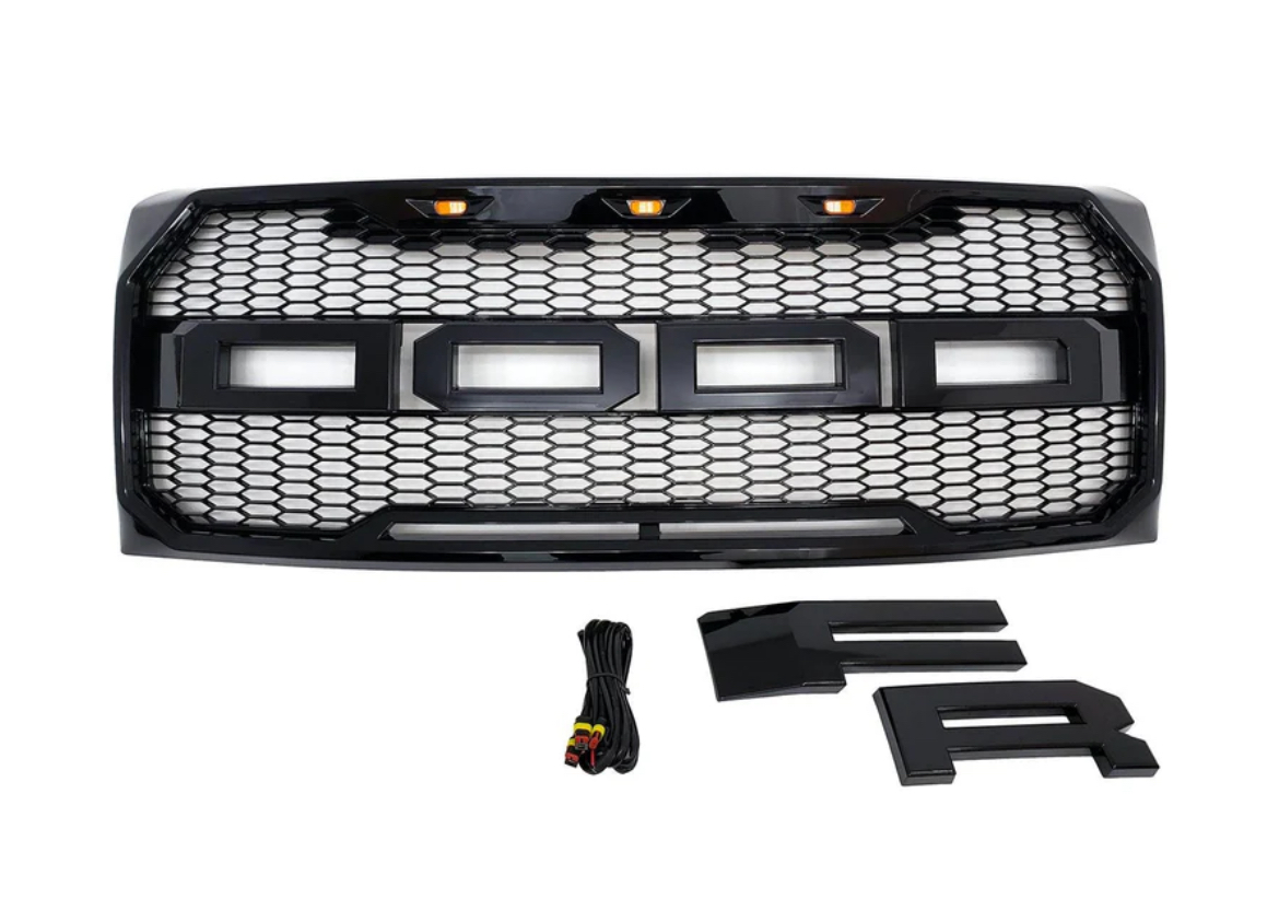 Front Grille with LED Lights, Raptor Style Grille Replacement For 2004 - 2009 Ford F150 - Image 2