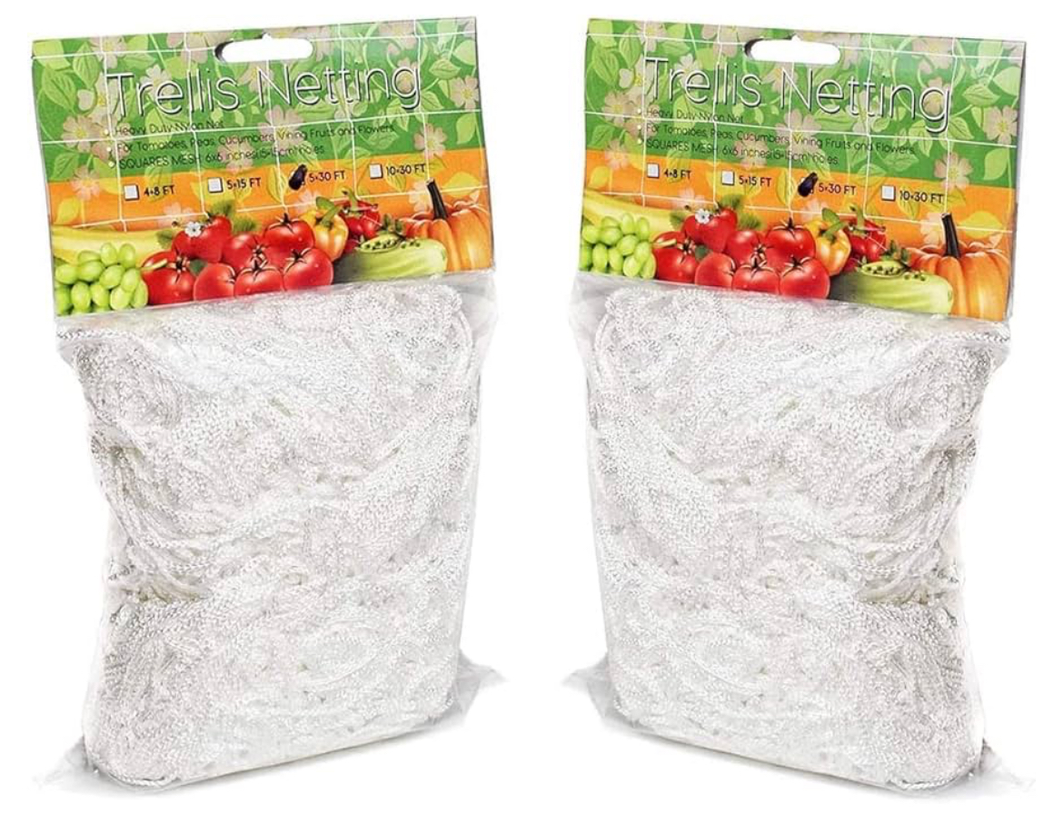 Garden Plant Trellis Netting 5*30ft, VASLON Plant Netting 2 Pack Heavy-Duty Polyester Trellis Net