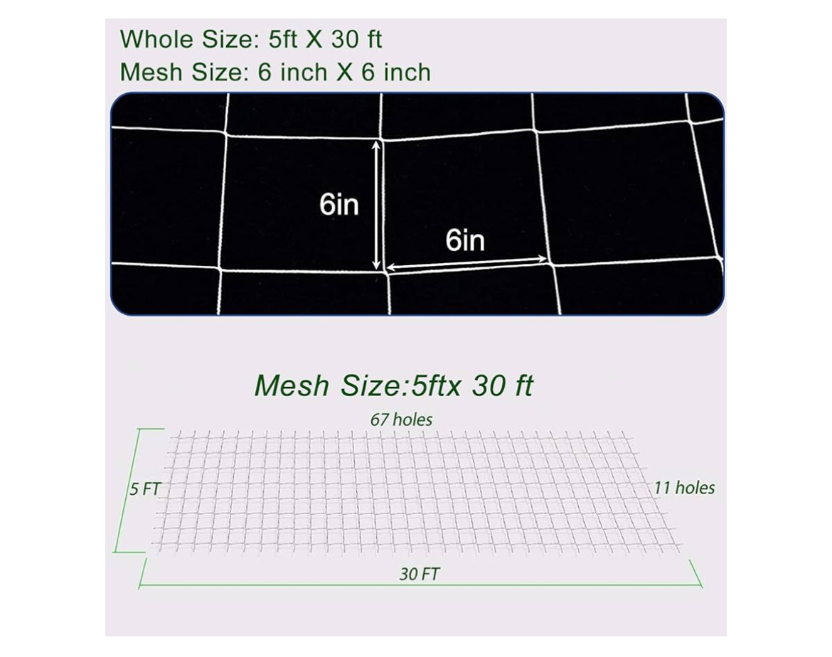 Garden Plant Trellis Netting 5*30ft, VASLON Plant Netting 2 Pack Heavy-Duty Polyester Trellis Net - Image 4