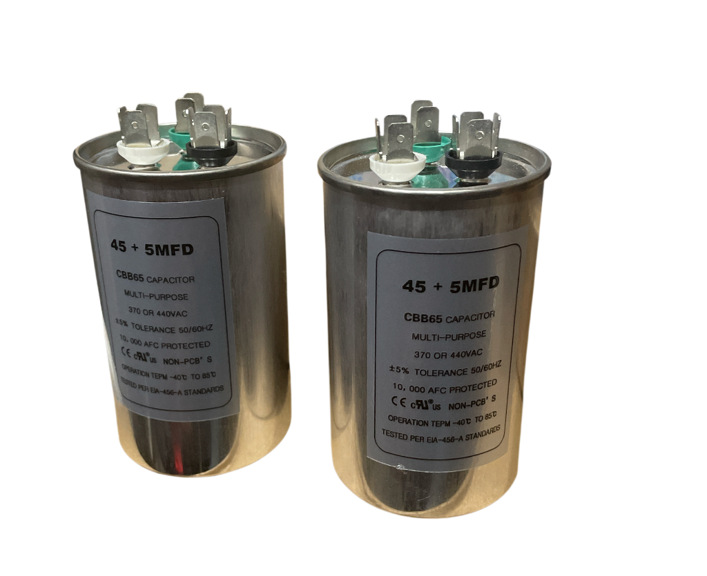 45 + 5MFD CBB65 Dual Run Capacitor, 370V or 440VAC, Multi-Purpose